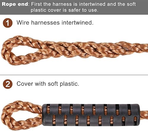 Miniatura 5 de SELEWARE Juego de correas para silla de hamaca con cuerdas de columpio de árbol, cuerda de nailon ajustable de longitud que soporta hasta 1000