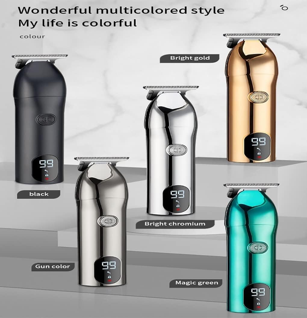 Hair for Men Barber Shop Men's Clipper Shaver Household Rechargeable TrT-Blade Children's Hairstyle Carving(Liquid Crystal Silve)