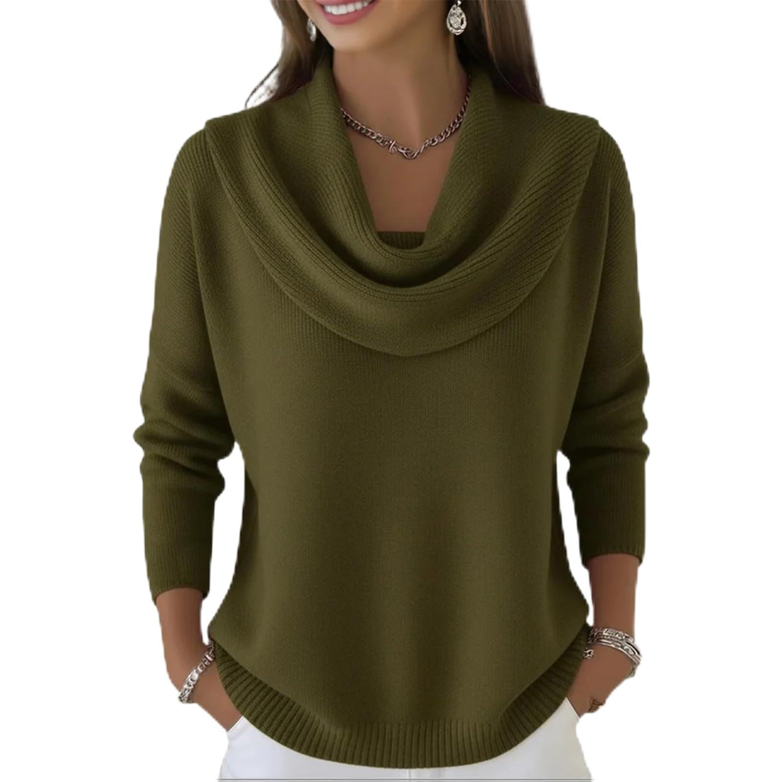 Cowl Neck Sweater for Women Trendy Winter Clothes Long Sleeve Stretch Cozy Knit Pullovers Warm Casual Dressy Jumper