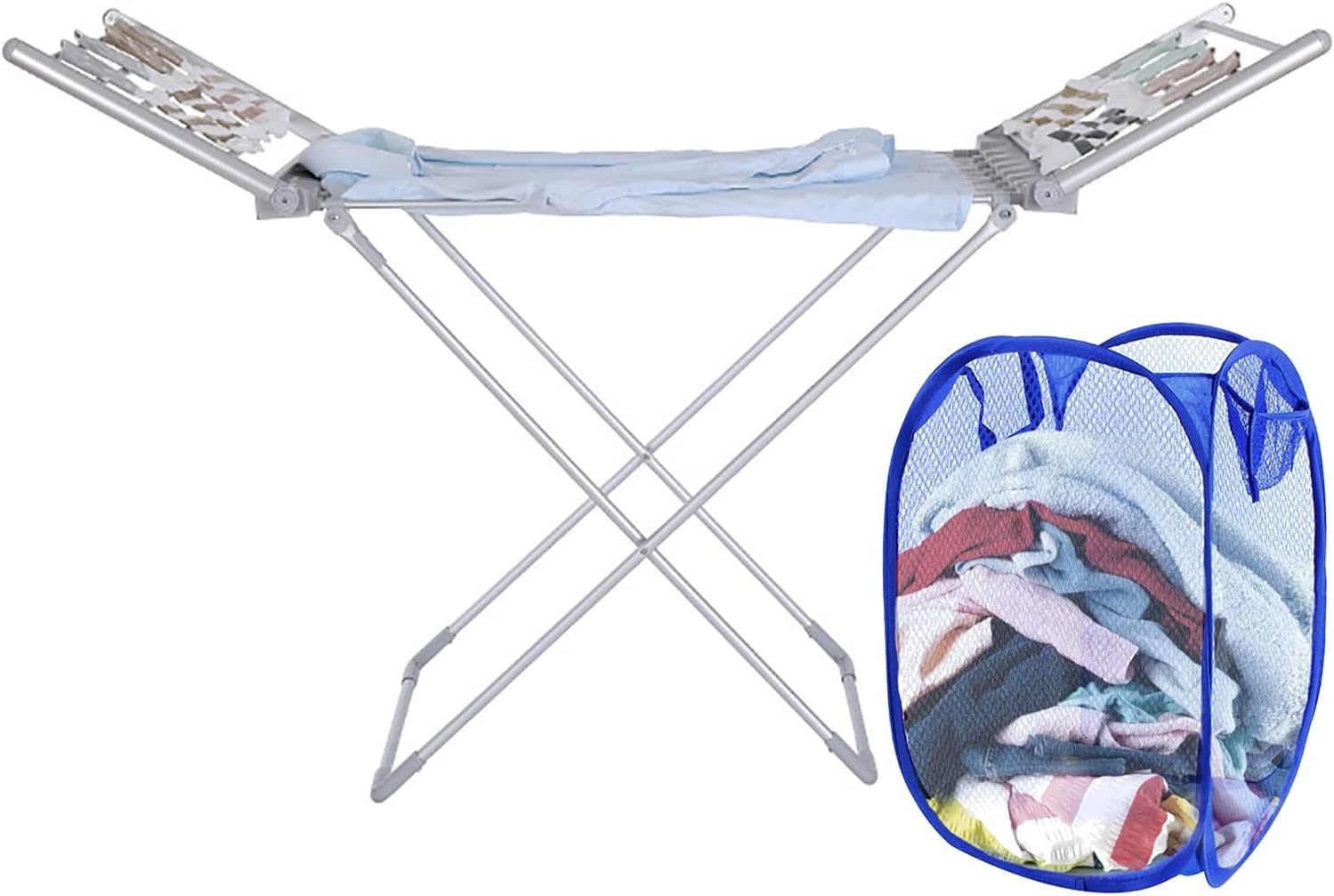 Electric Heated Clothes Rail Airer Dryer Foldable Wings