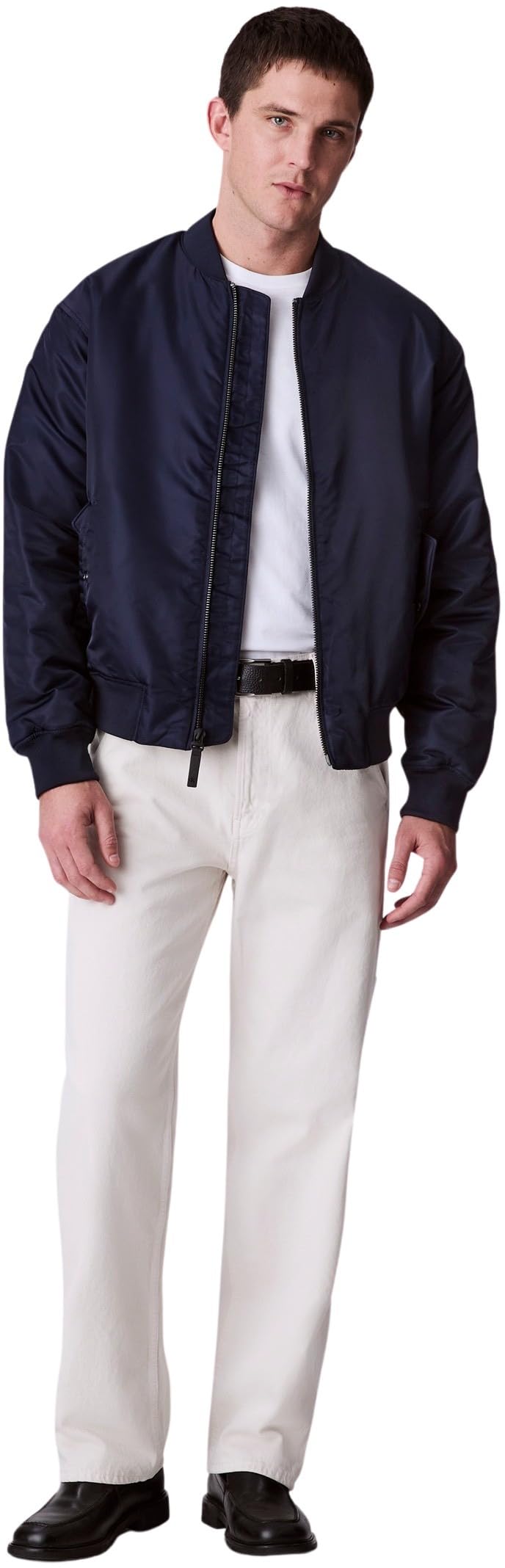 Calvin Klein Jeans Kurtka męska LS NYLON BOMBER LV04RC526G, niebieska (Dark Sapphire), L, Niebieski (ciemny szafir), L