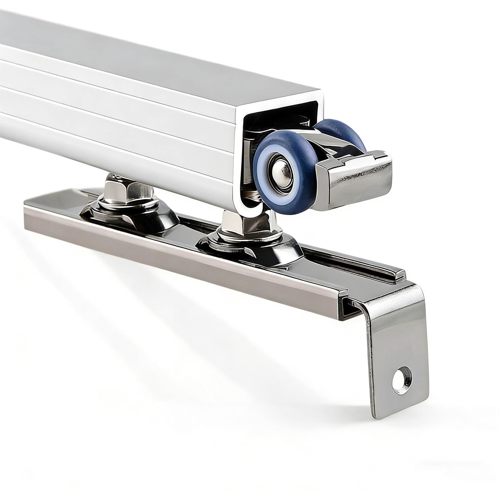 Herrajes Puertas Correderas Colgadas Invisible, Kit Puerta Corredera Oculta Techo con Riel Ruedas Tornillos para Armario Mueble TV Madera Cocina Salón Baño