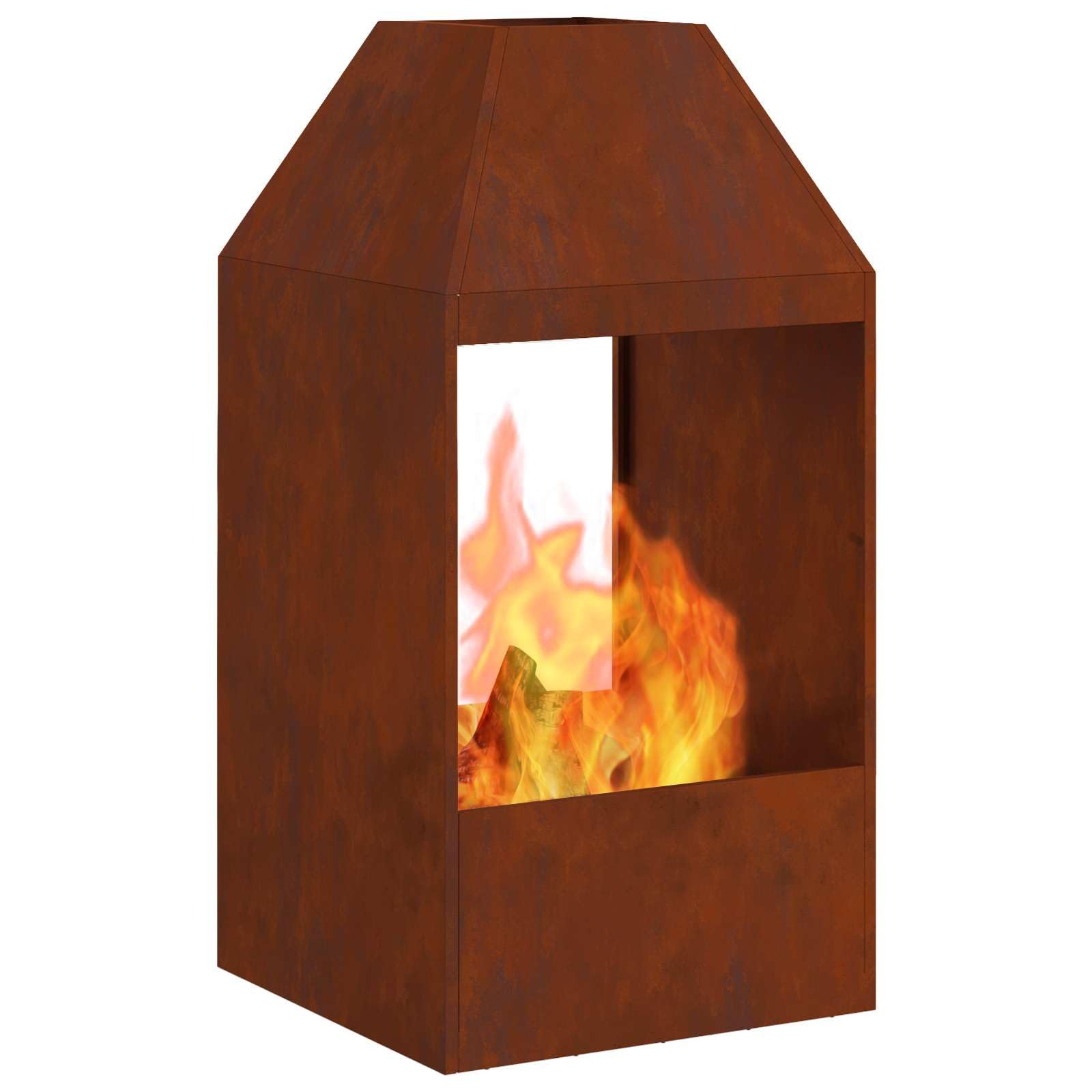 vidaXL Tazón de Fuego Oxidado 50 x 50 x 100 cm Acero Oxidado | Resistente para uso exterior, Hecho para aguantar el clima, Acomoda troncos más gruesos para mejor combustión