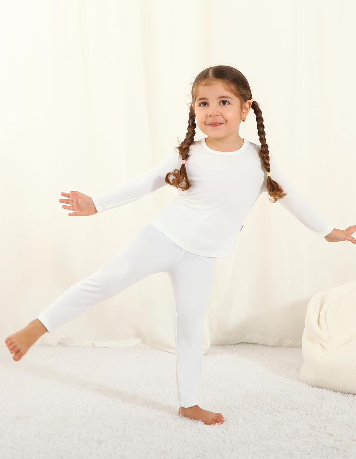 Thermal Underwear for Kids Girls Thermals Flexible Fit Top and Bottom Pajama Set Girl Long Johns Base Layer