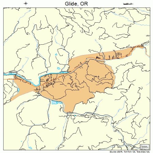 Large Street & Road Map of Glide, Oregon OR Printed poster size wall