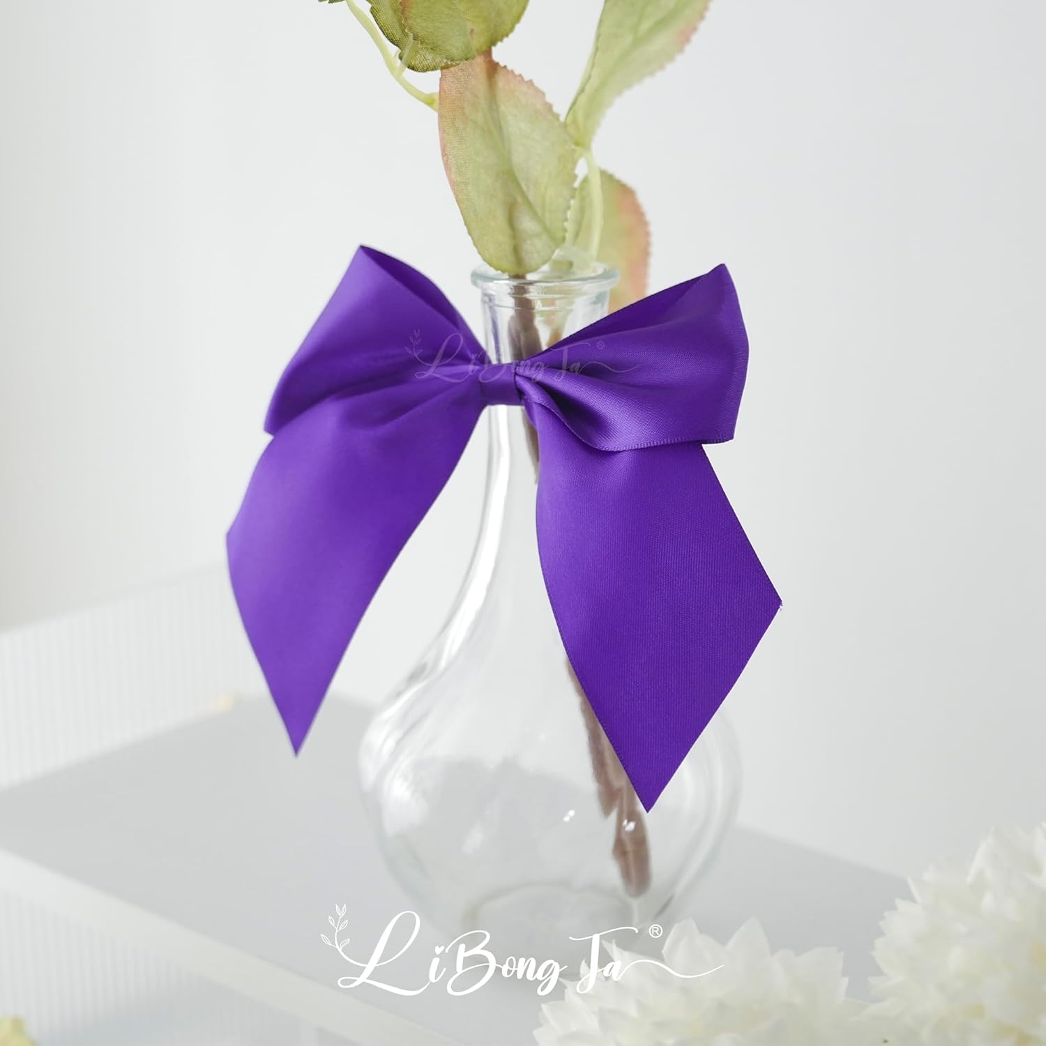 5'' Purple Bow Party Decorations Satin Bows, Twist Tie Bows for Treat Bags, Cake Pops, Pre-Tied Bow Premade Ribbon Bows for Crafts, Holiday Bows for Gift Wrapping, Wedding Decor-24 Counts - Image 6