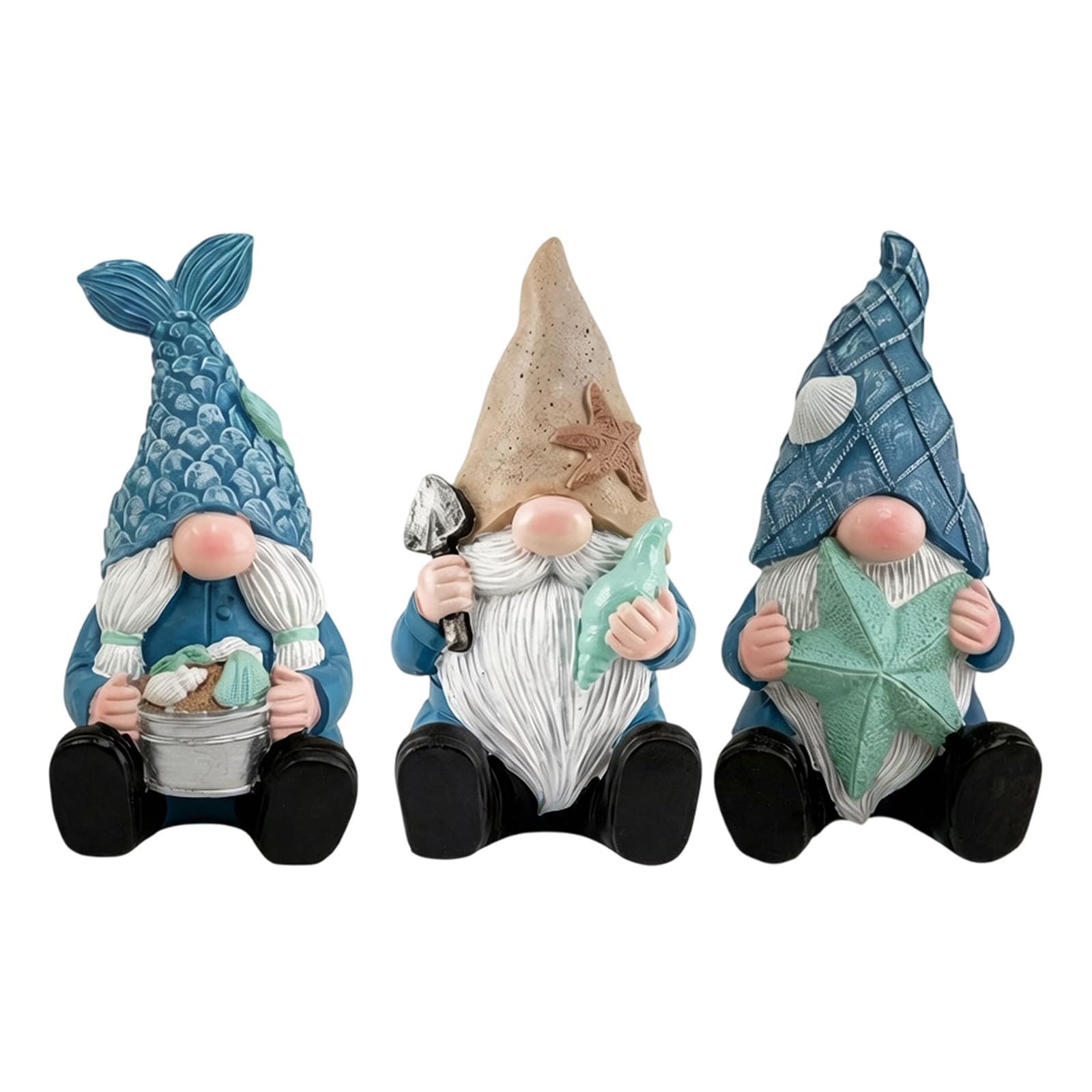 Limtula Marine Themed Resin Dwarf Figurine Resin Dwarf Sculpture Ornament for Desktop Windowsill Display Cowrie Decoration