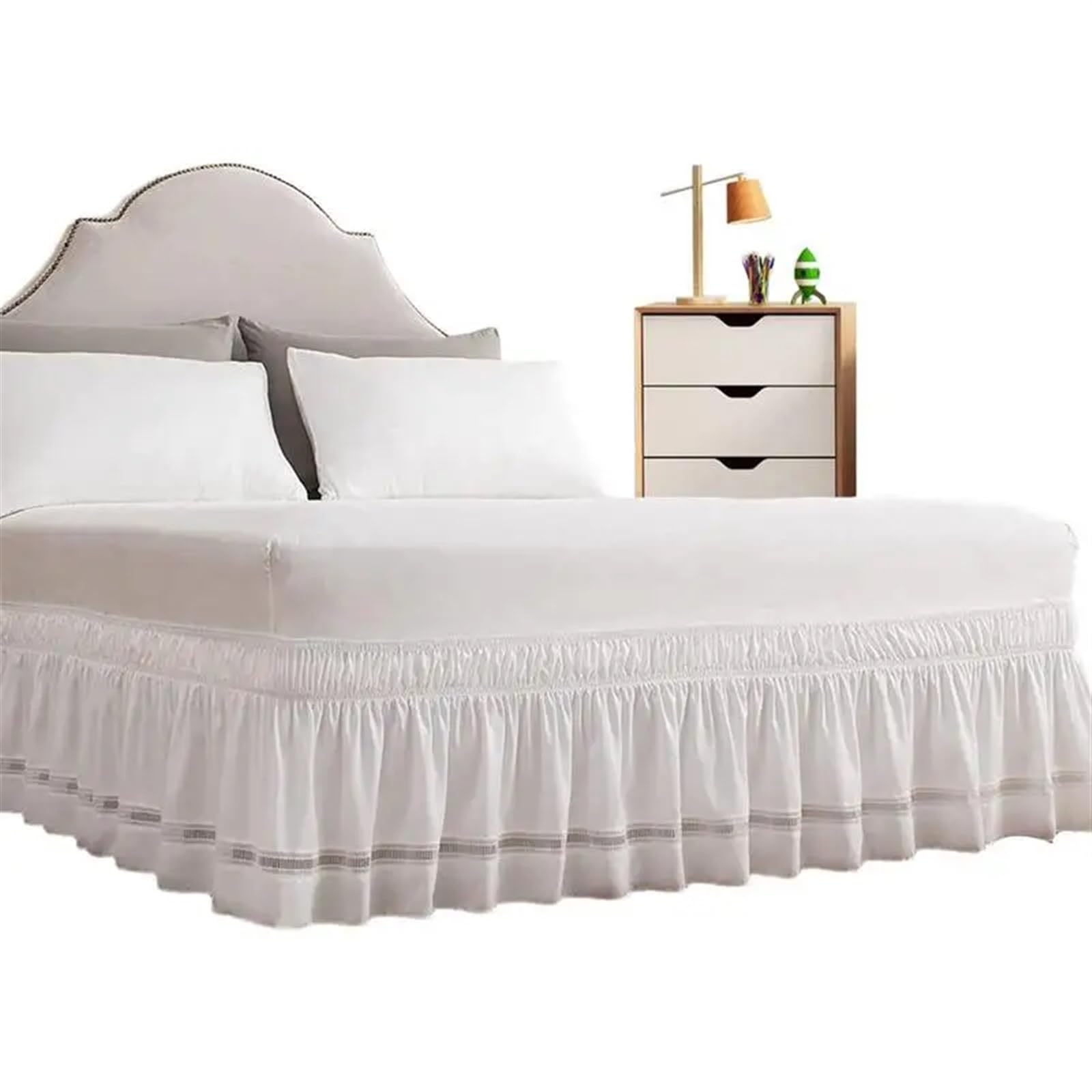 Falda de cama facil instalar cubre somier envolvente de microfibra suave ajustable 180x200