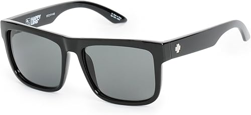 Spy Optic Discord - Lentes de sol negro brillante con lente verde gris feliz + calcomanía, Brillo negro