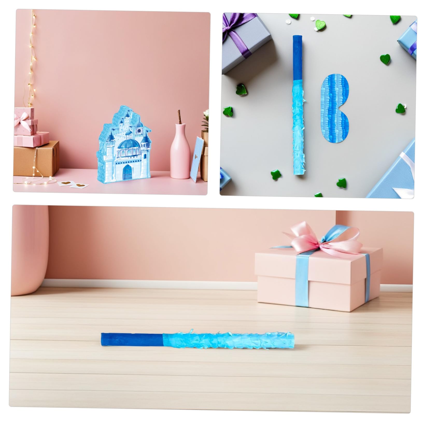 BESTonZON Weihnachtliche Schloss-piñata Blaue Winter-deko aus Hängender Süßigkeitenhalter mit und Augenbinde Vielseitiges Partyspiel für Kindergeburtstag und Festliche Anlässe