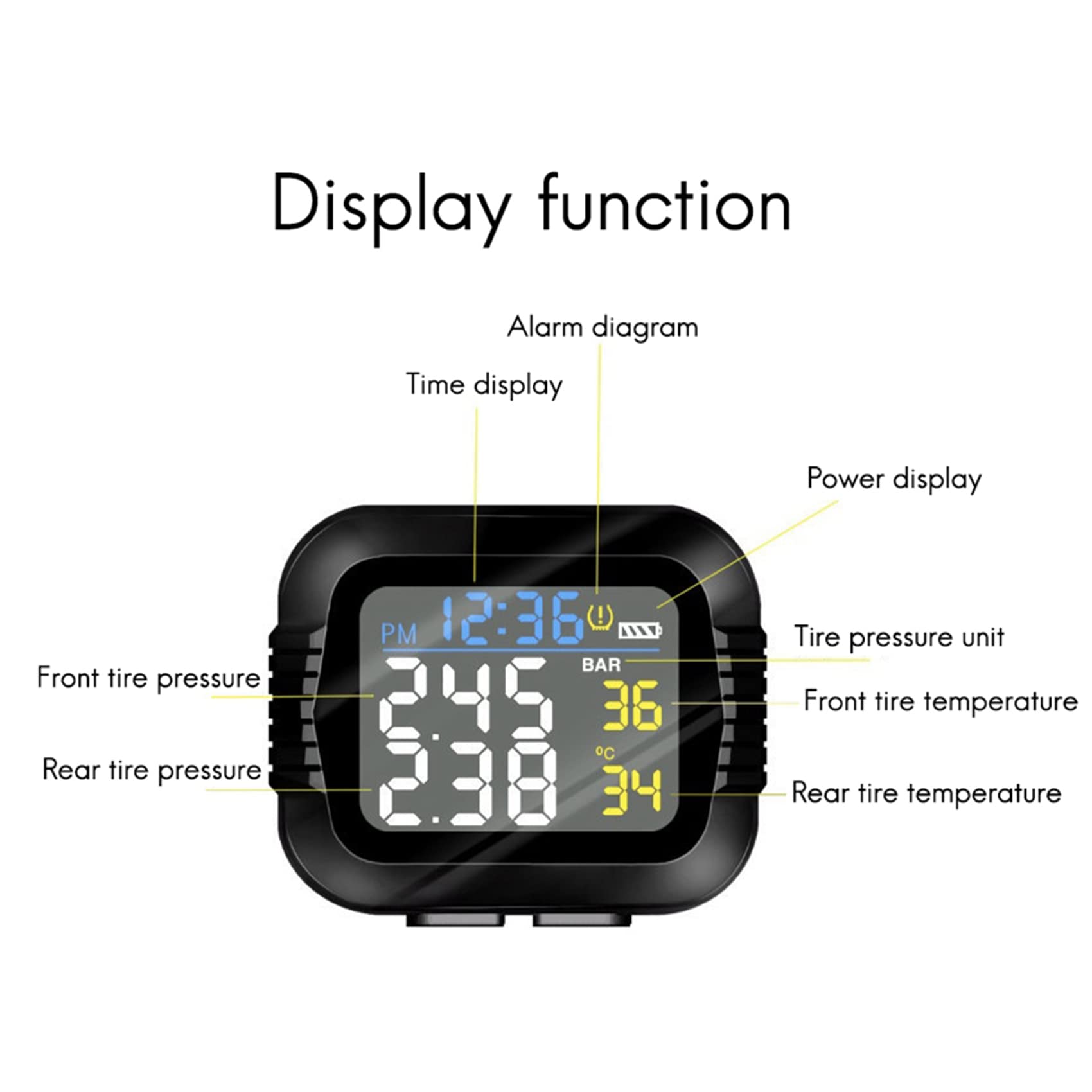 2X System de Monitoreo de Presión de Neumáticos en Tiempo Real para Motocicletas A Prueba de Agua Pantalla LCD Inalámbrica con Sensor Externo Moto TPMS