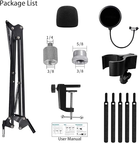 Miniatura 7 de Soporte de micrófono con brazo para Blue Yeti, Nano, HyperX QuadCast Snowball Fifine y más micrófono, brazo de brazo ajustable con tornillo de 38" a
