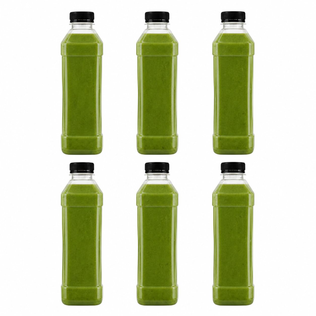 Tec Clear With Black Lid Chemicals Plastic Juice Bottles 1 Litre Square Black Lids Caps (6)