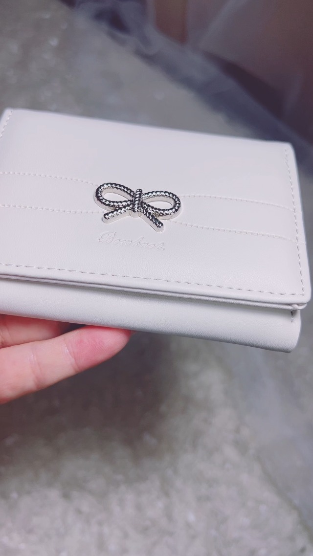 YINHEXI Portefeuille Pour Femme, Porte-cartes, Petit Portefeuille à Trois Volets Avec Blocage RFID, Joli Petit Portefeuille De Poche En Cuir Pour Femmes, Filles, Dames Mini Sac à Main Court, Nœud Rose