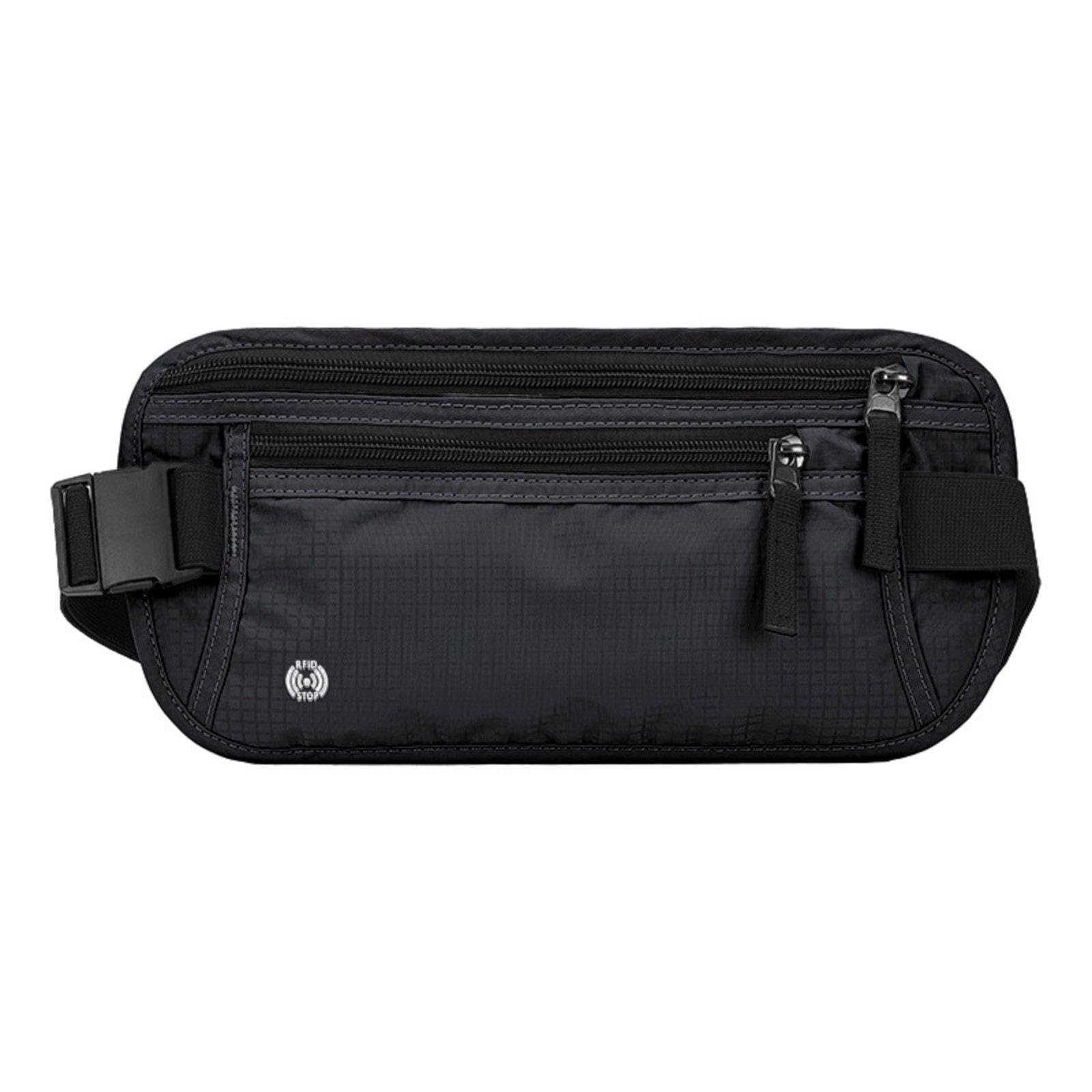 Travel Document Holder Holder Bag Water-Resistant Digital Barrier Money Belt Multiple Pockets Travel Waist Pouch for Journeyers, Outdoor Black-image-36