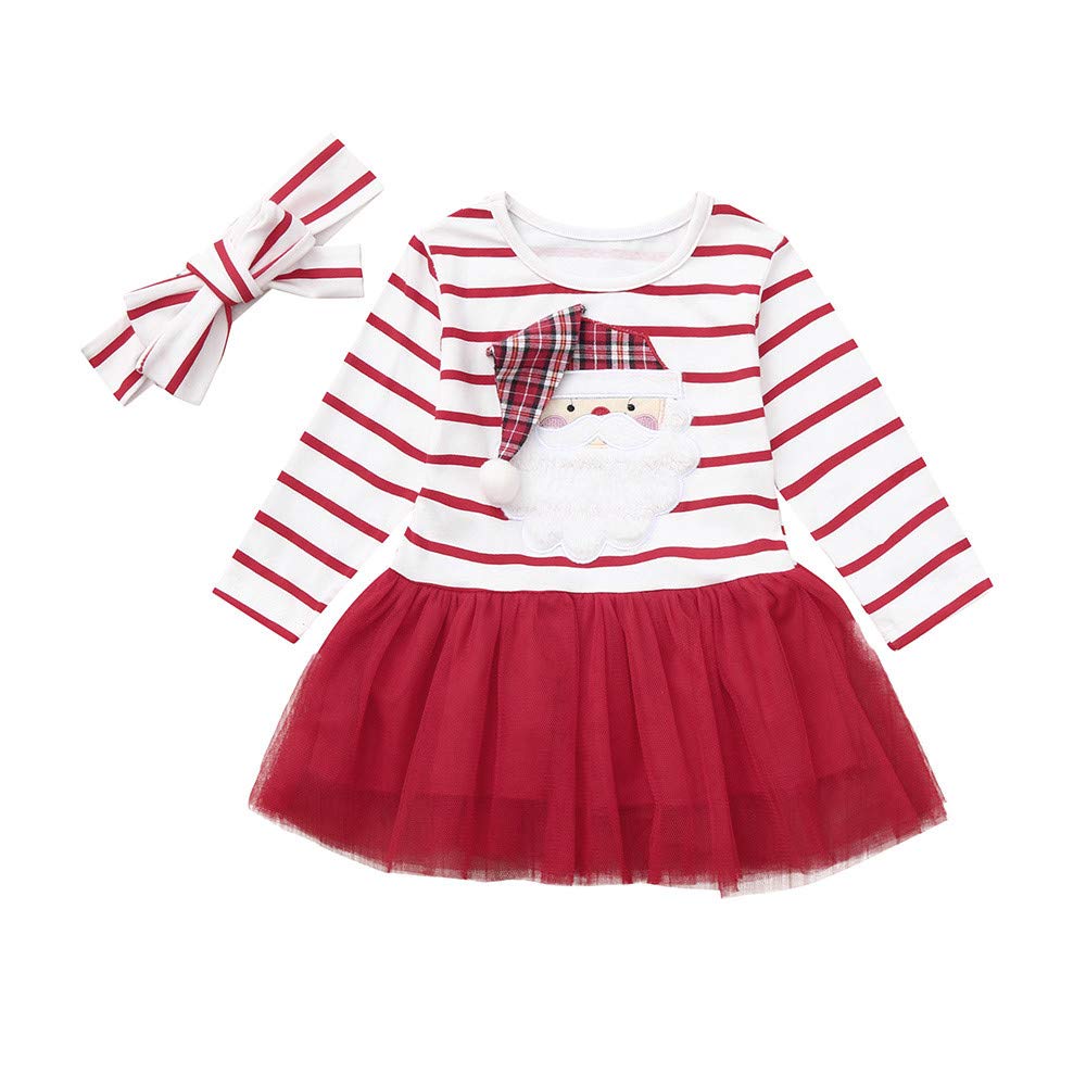 2025 Navidad Baby Tul Dibujos Animados Trajes Vestido Infantil Rayas Santa Vestido y Falda de Navidad