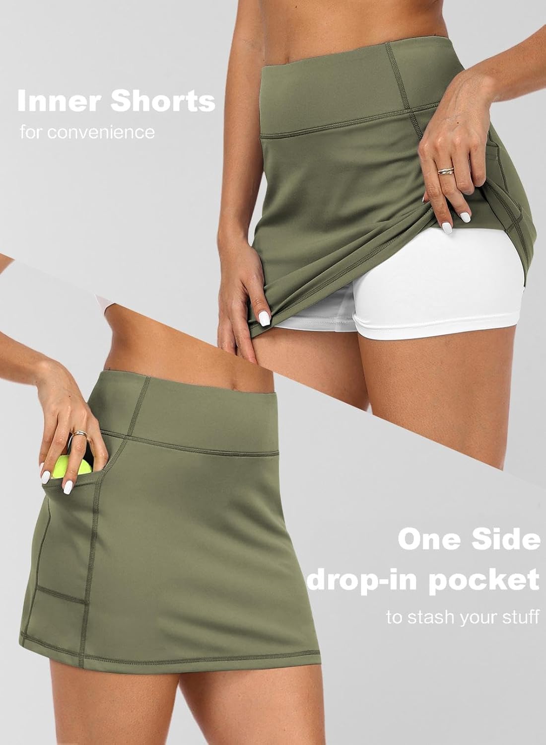 Hiverlay Skorts for Women High Waisted Tennis Skirt with Pocket Golf Skirts Built-in Shorts for Pickleball Running Workout - Image 4