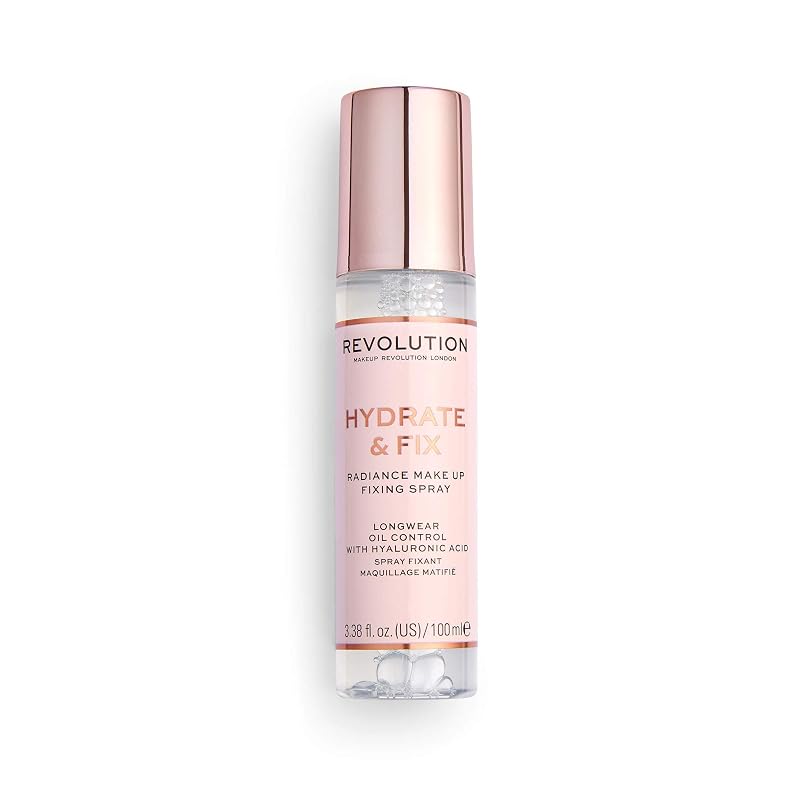 Bruma fixadora de maquiagem Revolution Beauty London Hydrate & Fix com ácido hialurônico, acabamento matte, 100 mL