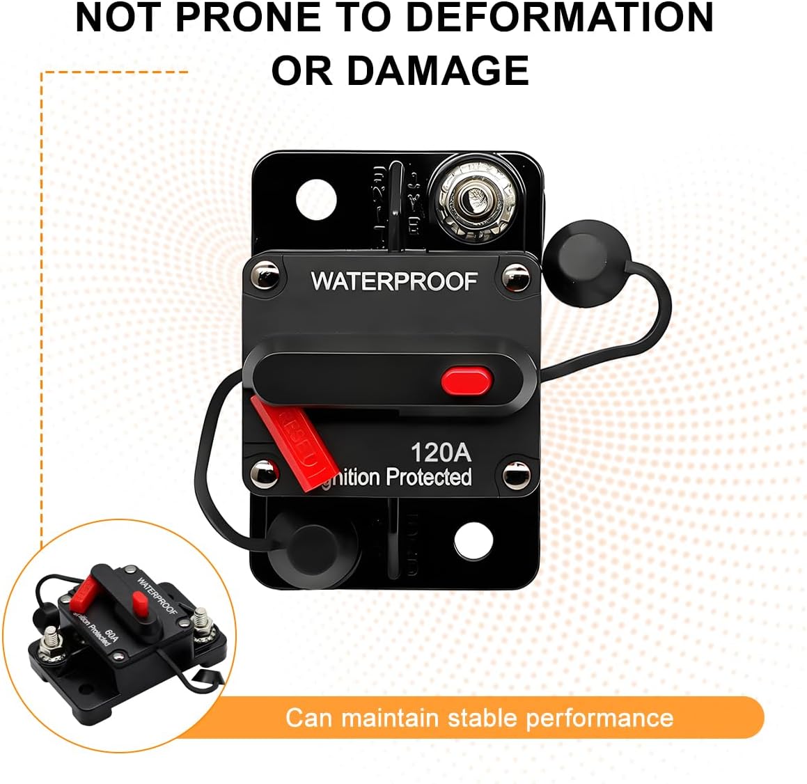 Car Circuit Breaker, 120A 12V-48V DC Vehicle Electronic Battery System Inline Fuse with Manual Reset Switch, Automotive Audio Radio Solar System Protection, Universal for SUV RV Truck