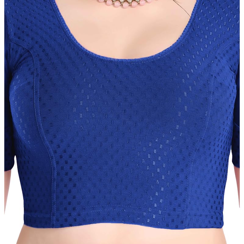 Image of FINESTFIT Stay On Trend Fashion 100% Cotton Readymade Blouses for Women,Round Neckline with Organza Balloon Sleeves.