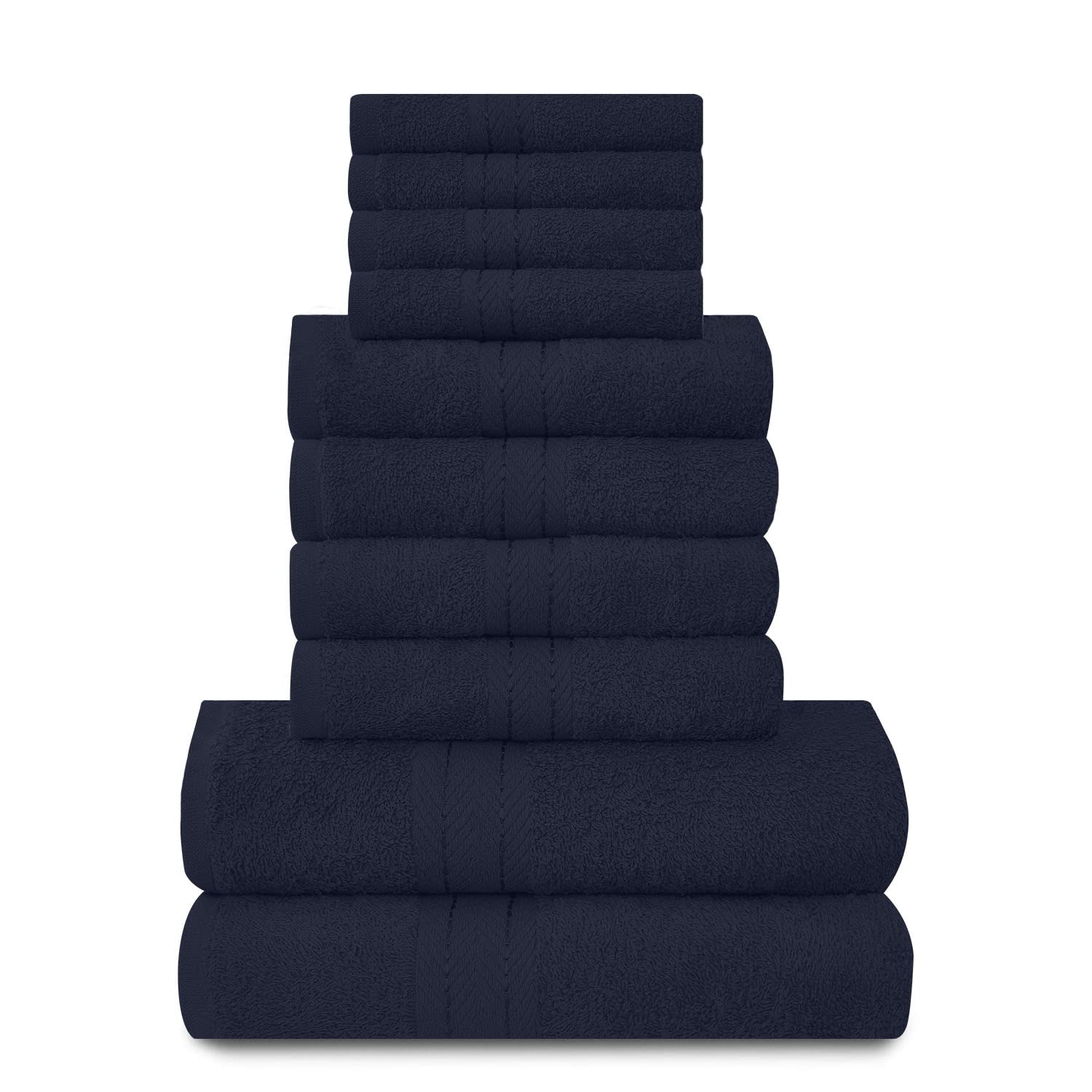 GC GAVENO CAVAILIA Towels Family Bale Set - 10 Piece 100% Egyptian Cotton, 4x Face 4x Hand 2x Bath Towel, Premium Quality Highly Water Absorbent Bathroom Accessories, Machine Washable, Navy Blue — image 1