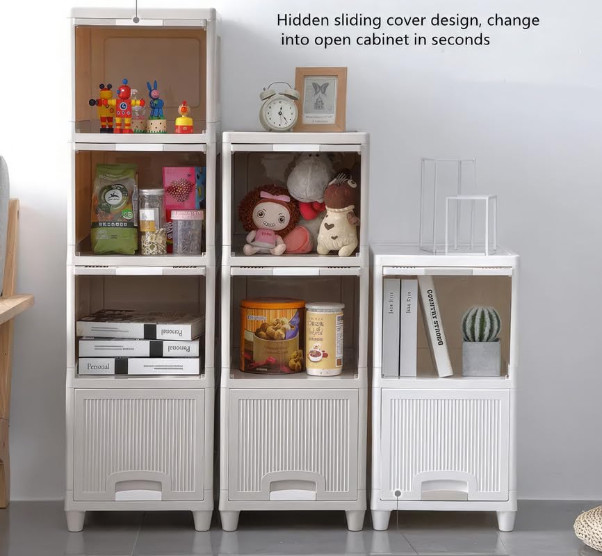 Image of flymore Organizer for Clothes /Modular Kitchen Storage Rack /Modular Wardrobe for Cloth /Space Saving Closet for Bedroom-Living Room /Stackable Cabinet /Almirah for Home(White) Pack of 1