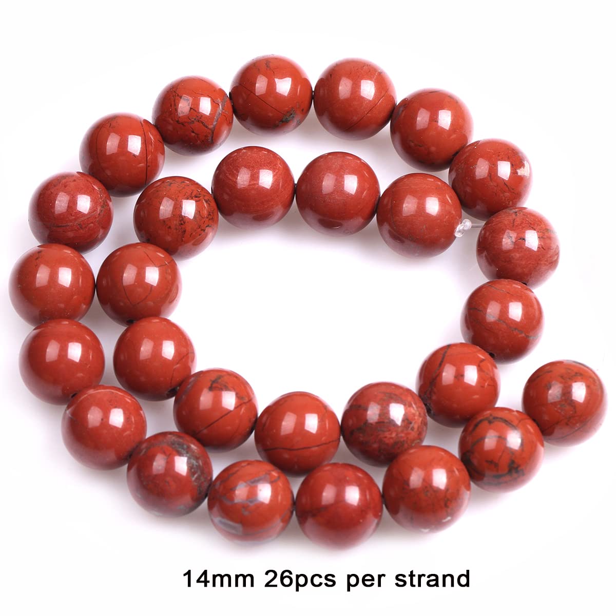 GEM-Inside Natural 14mm Red Jasper Round Gemstone Semi Precious Loose Beads for Jewellery Making 15'' - Image 4