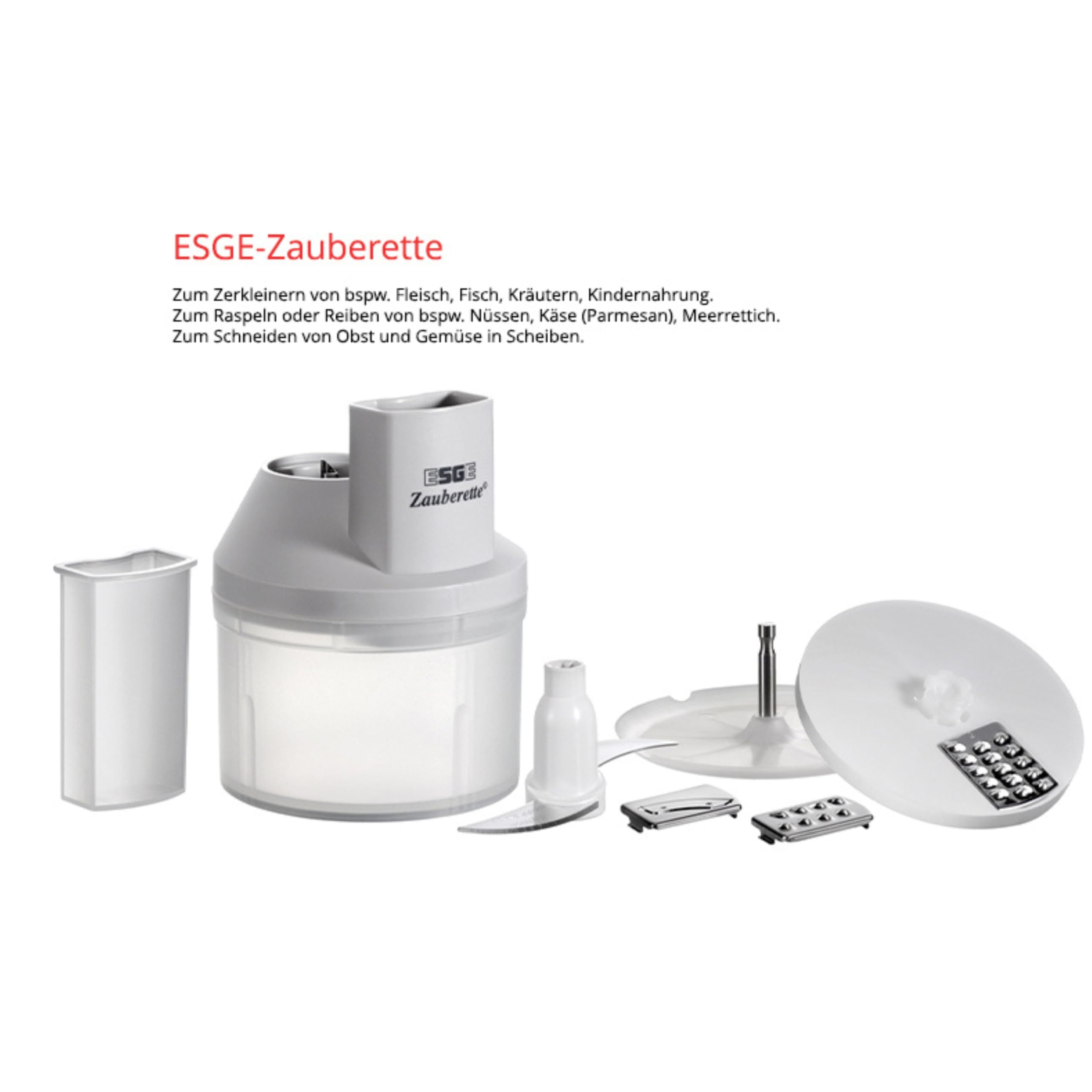 ESGE-Zauberette Zauberstab Weiß/Hellgrau, 6500, Silber | mit Zubehör, spülmaschinengeeignete Teile, für alle ESGE-Zauberstab Modelle, außer P350 & G 350
