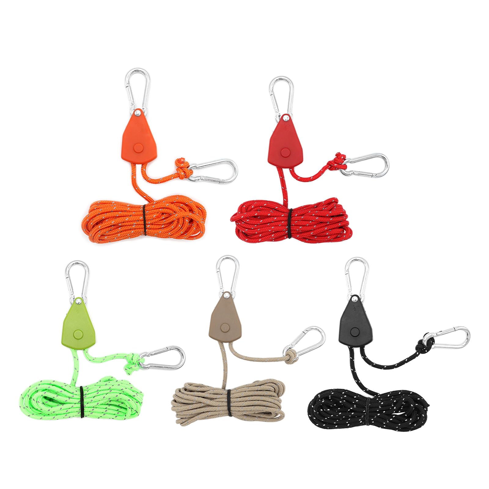 Accesorios de jardinería Aire Ajustados Trinquetes Gancho para Tienda de campaña Polea Perchas de Cuerda Crecer Perchas Ligeras con mosquetón Ajustador de polea Cuerda para Acampar
