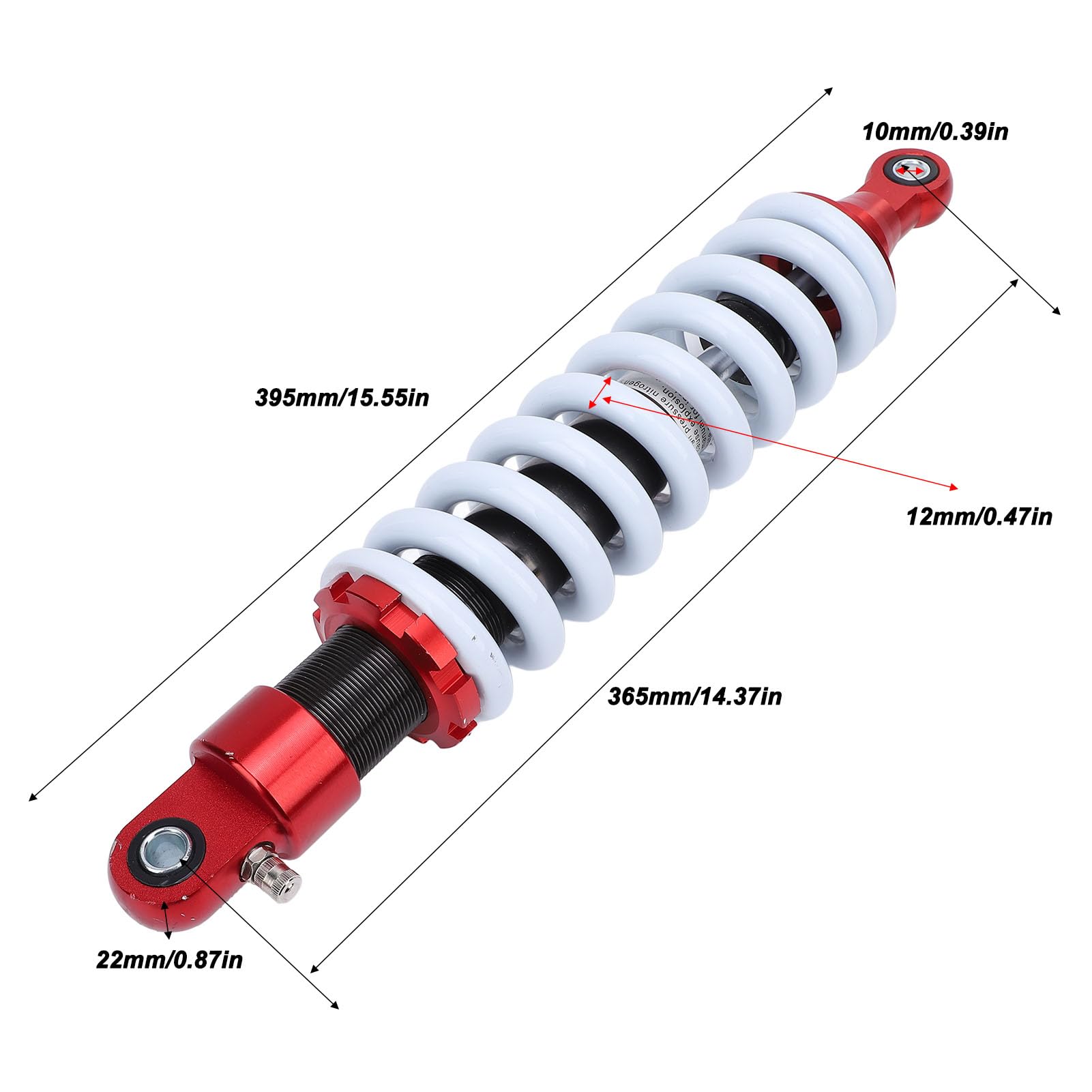 Dilwe Amortyzator 365 Mm CNC Stop Aluminium Heavy Duty Amortyzator 12 Mm Sprężyna 10 Otwór Montażowy do Motocykla ATV Gokart Dirt Pitbike do