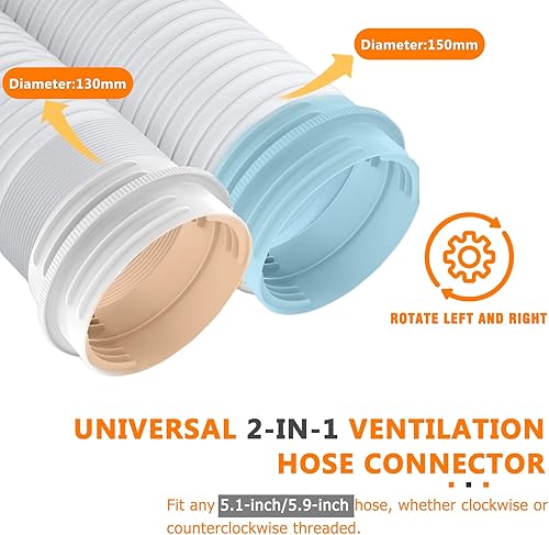 Miniatura 4 de HUAREW Conector de manguera de aire acondicionado portátil para mangueras de ventilación Exhasut de 5.1"5.9", acoplador de manguera de escape