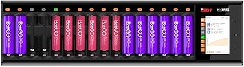 ISDT N Series 16 Bay Smart Battery Charger for AA AAA NiMh/NiCd/NiZn Rechargeable Batteries, Fast Charging Station with Discharging, Analysis and Activation