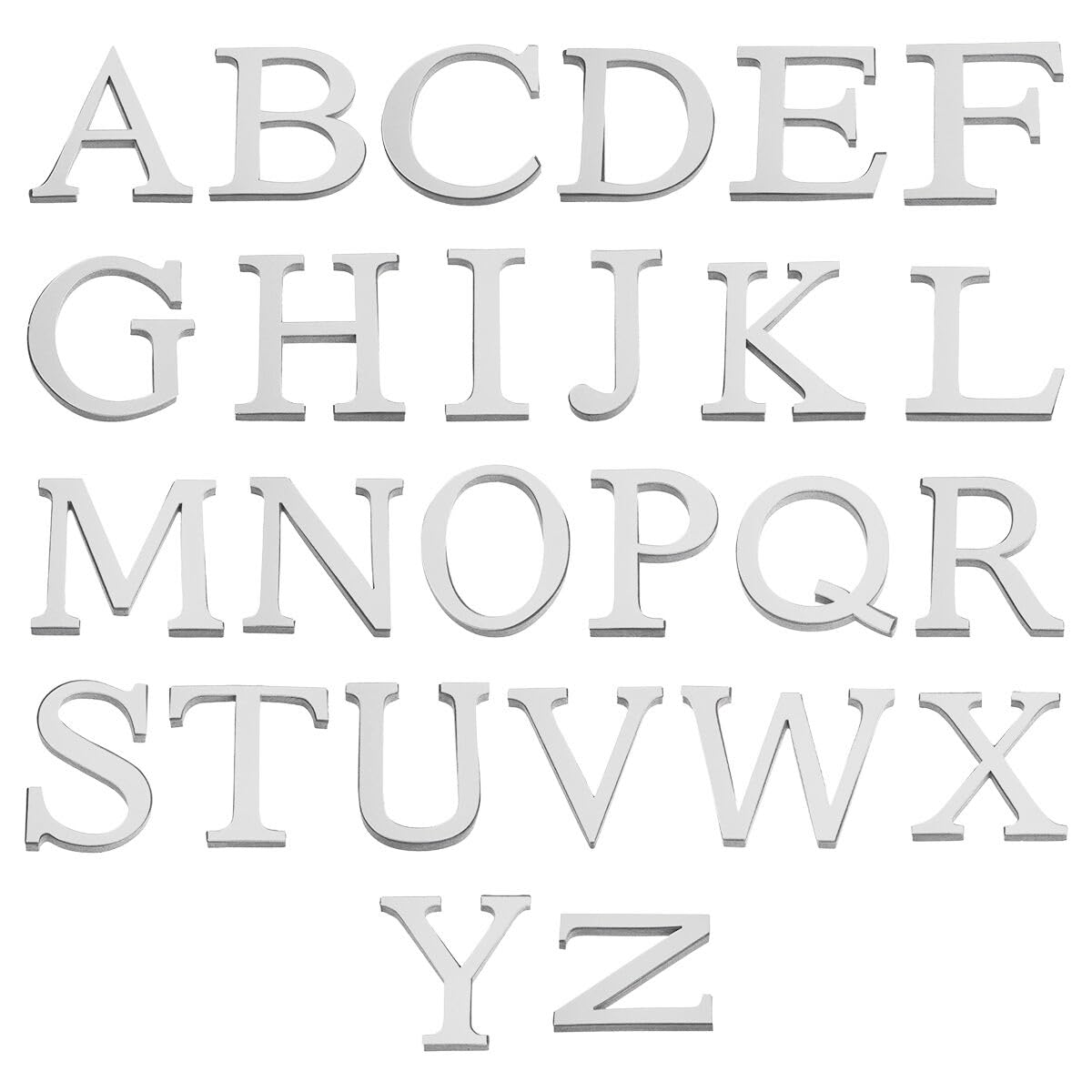 Adhesivos de pared acrílicos autoadhesivos con letras del alfabeto, 30 cm, pegatinas de espejo 3D para decoración del hogar, color plata, B