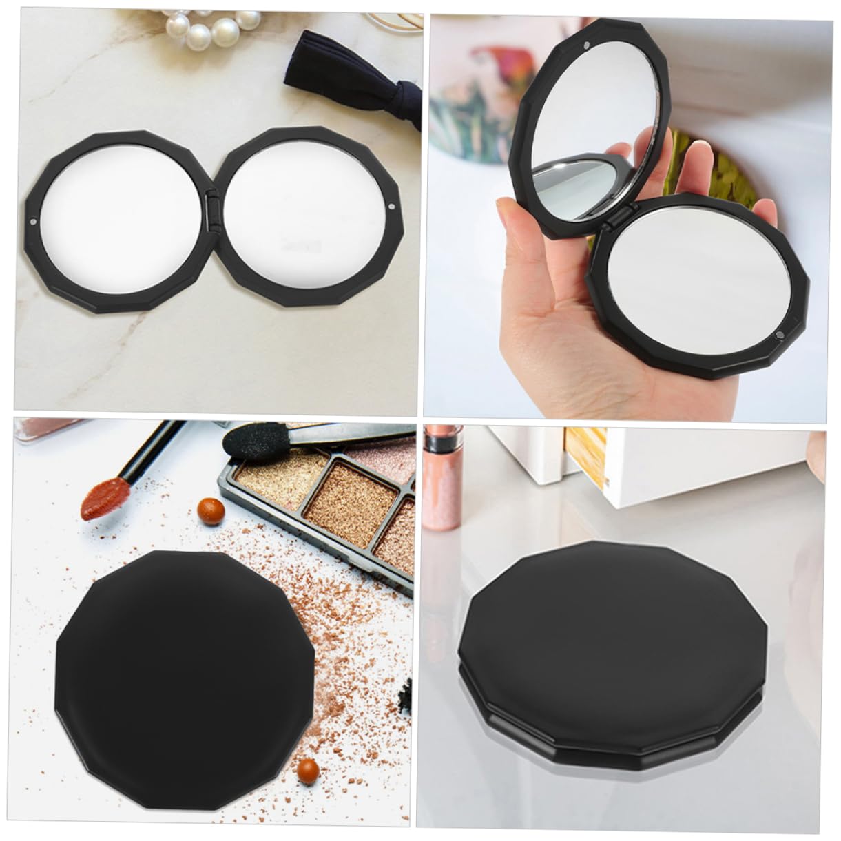 2stücke Kosmetikspiegel mit Faltkappe Tragbarer Reisespiegel mit Vergrößerung und Normalansicht Kompakt und Schützbar für Make-up Unterwegs