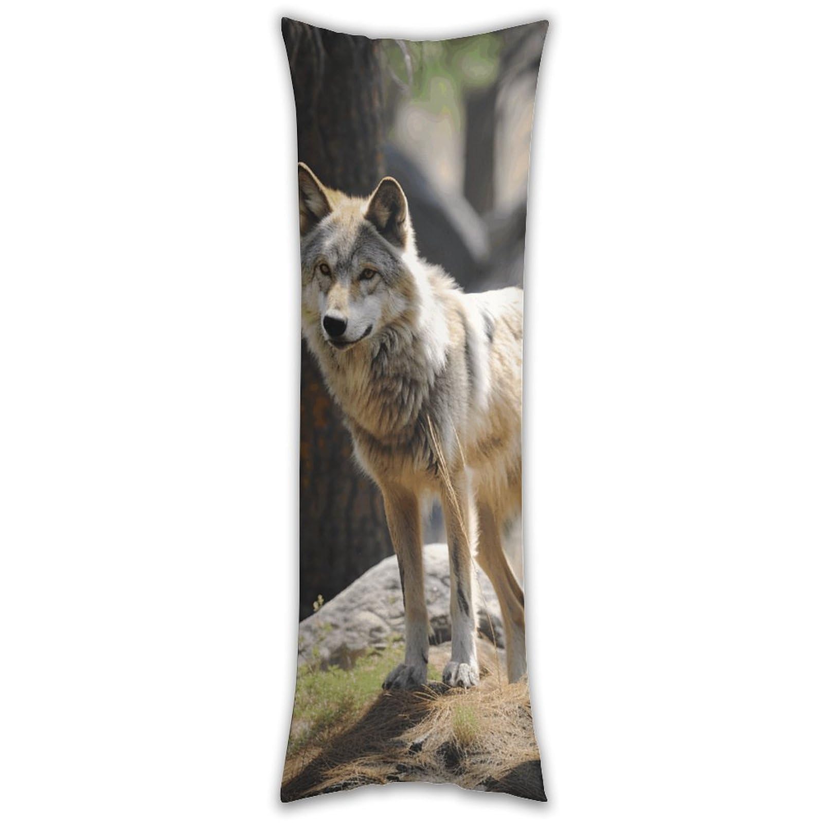 Wildlife Wolf Pillowcase Long Pillow Case Cozy Pillow Cover Pillow Protector Soft Long Cushion Case Long Body Lumbar Decorative Throw Pillow Cover for Bed Sofa Couch 18.9 X 53 Inches