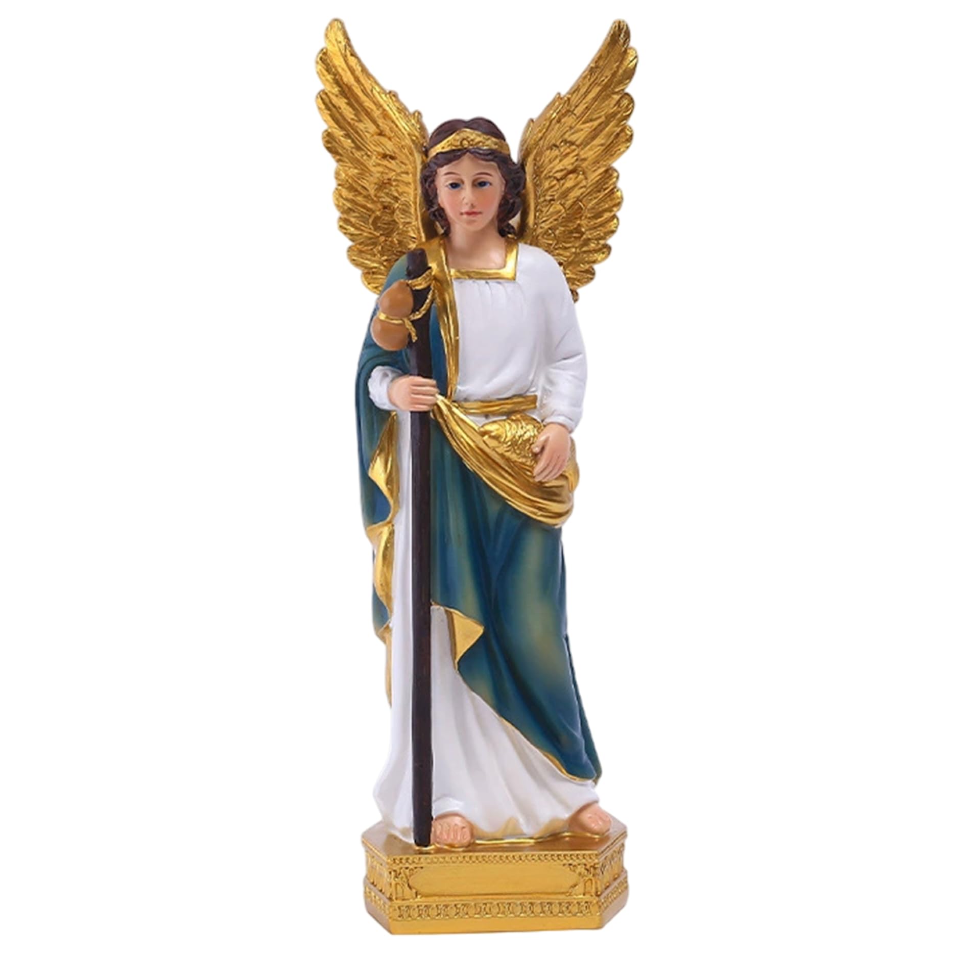 Hperu Gold Archangel Raphaels Statue, 9 Inch Arcangels Rafael Catholic Angel Figurines, Christian Religious Decor Guardian Angel Sculpture For Home Office Religious Decor Statues