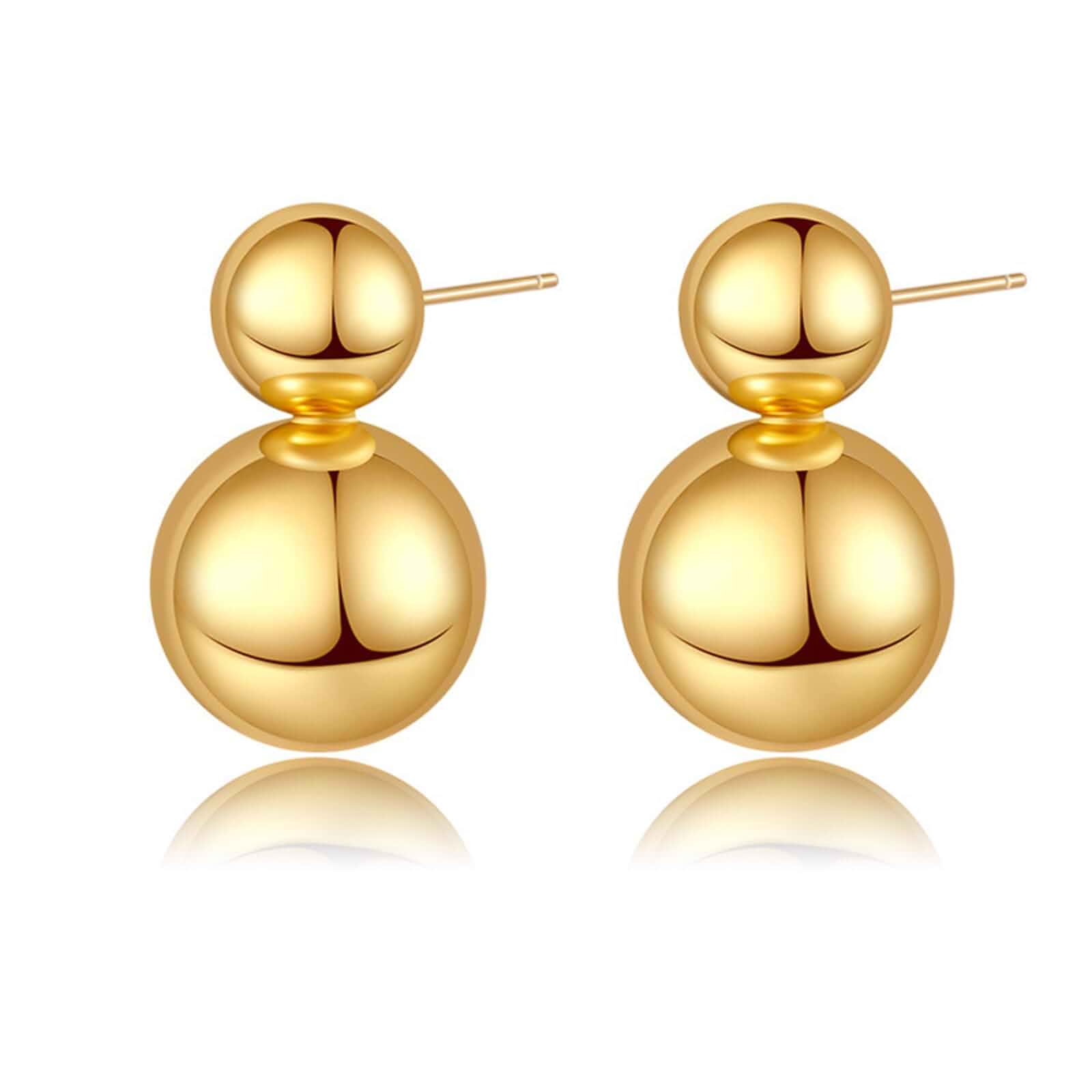 RAUCHBE Gold Double Ball Drop Earrings for Women Round Ball Earrings Thick Bead Earrings Stud Trendy Jewelry