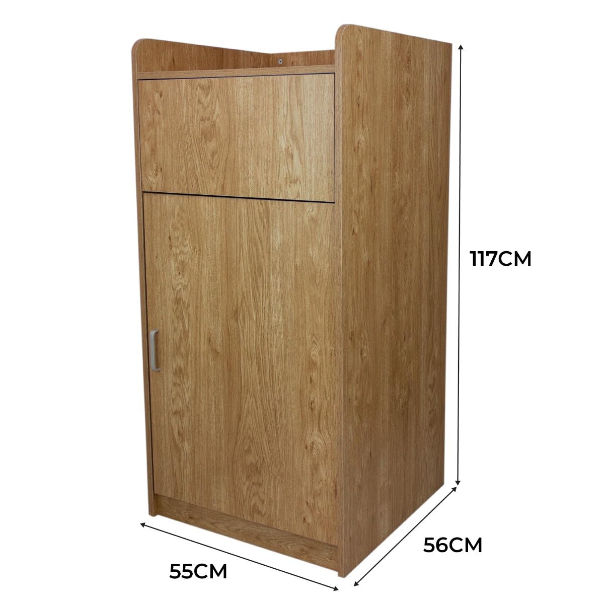 Contenitore Pattumiera Svuota Vassoi in Legno Commerciale Capacità 100L Pattumiera Mensa Commerciale Porta Cestino Fast Food Sportello Basculante con Cestino 100 L Incluso - Legno Chiaro
