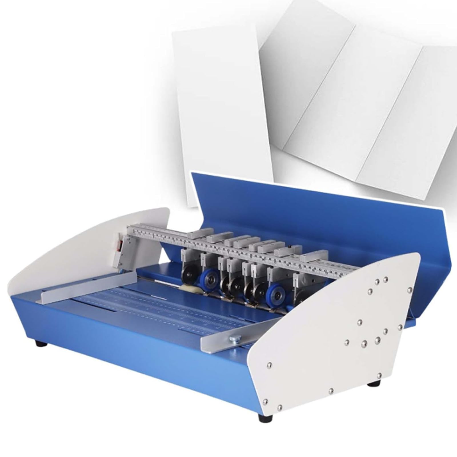 Macchina per piegatura elettrica per carta e cartoncino, design in metallo resistente 3 in 1 per piegare, segnare e perforare professionalmente in stamperia e artigianato