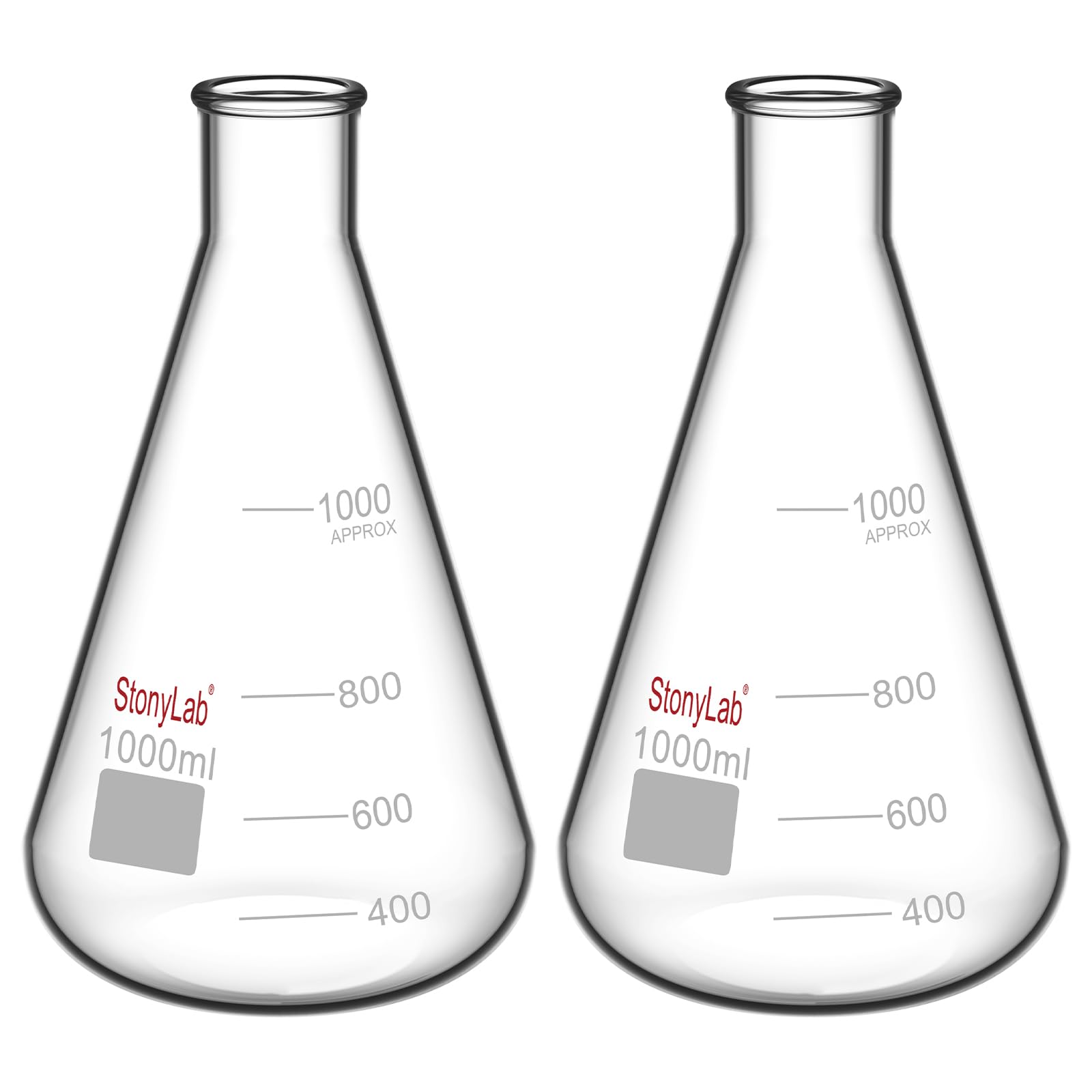 StonyLab 2-Pack Glass 300ml Heavy Wall Narrow Mouth Erlenmeyer Flasks with Heavy Duty Rim — Amazon image 10