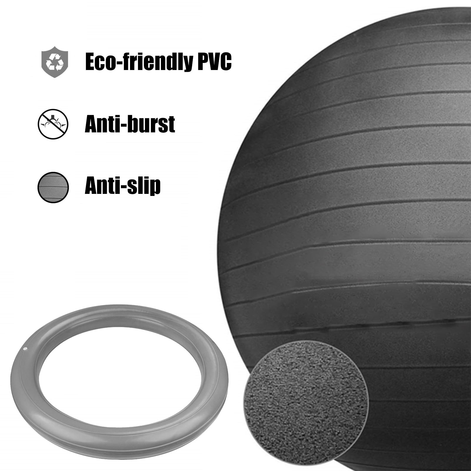 Chaise Ballon Chaise de Bureau de Boule de Yoga avec La Base D'anneau, Chaise Ergonomique avec Ballon D'exercice pour Bureau avec Pompe à Air, Chaise de Fitness Anti-éclatement avec Ballon ( Size : 65