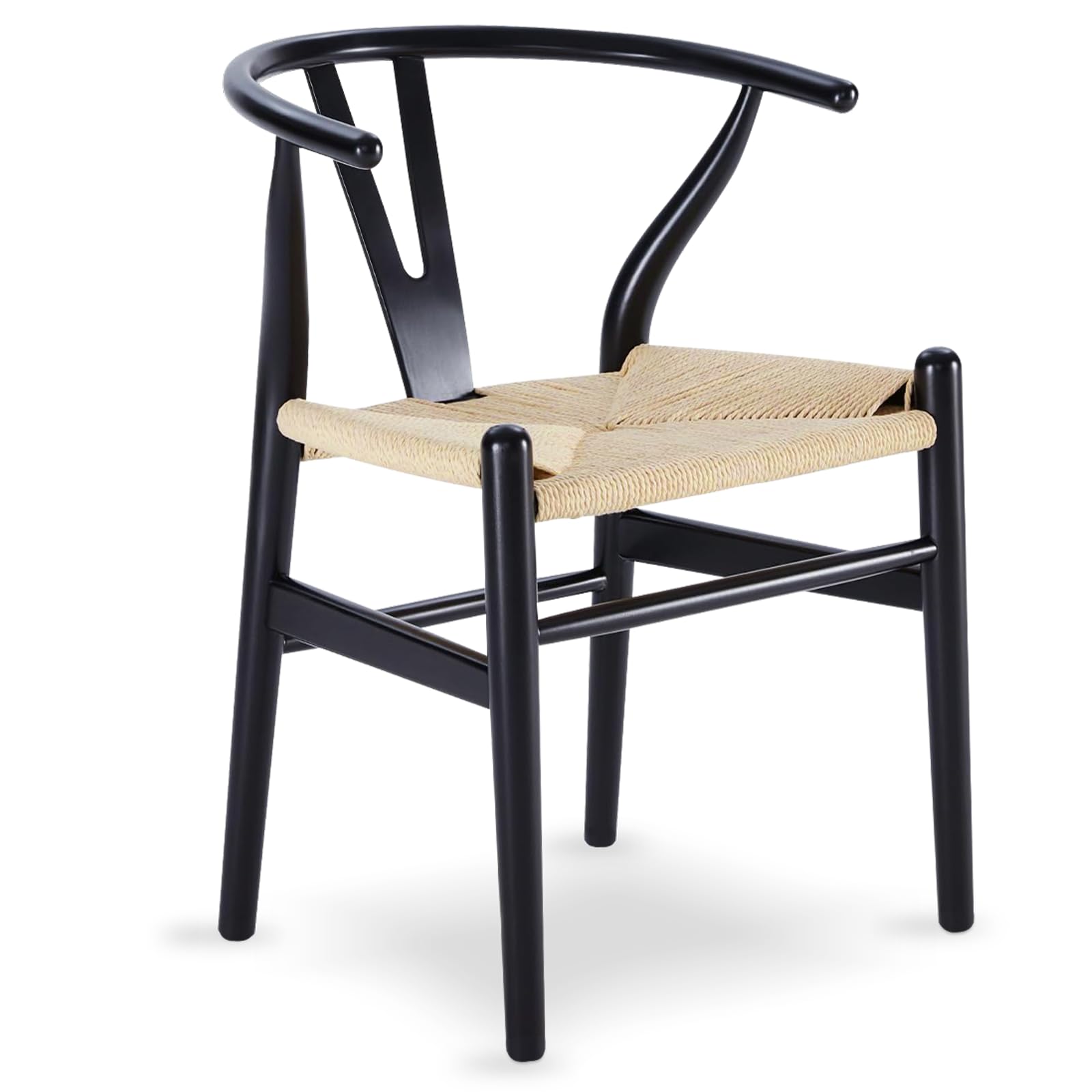 Tomile Dining Chair Y Chair Modern Solid Wood Dining Chairs with Rattan Armchair for Dining Room/Living Room (ash wood black+Natural) — image 1