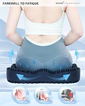 Breathable Honeycomb Gel Seat Cushion, Pressure Relief Cushion Long Sitting | Office Chair Pad, Car, Wheelchair, Home, Ergonomic Seat Cushion, Thickened 16.9*14.5*2.75in, Black