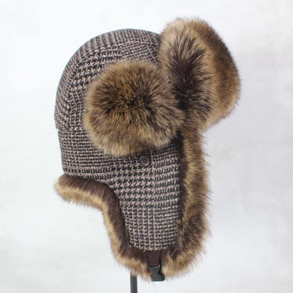 Uomo Donna Cappello da Aviatore Berretto Antivento Invernale Caldo Cappello da Pelliccia Sintetica con Paraorecchie