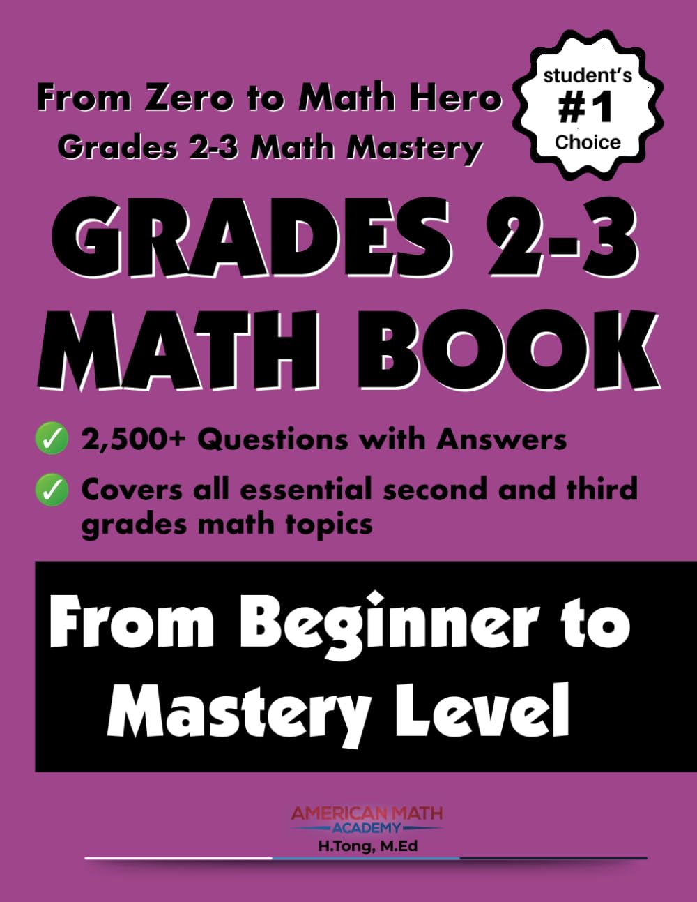 Grades 2-3 Math Workbook From Beginner to Mastery Level: Academy ...