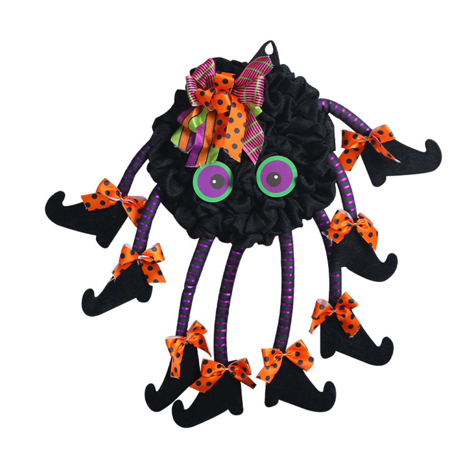 Kalttoy Halloween Multi Legged Witch Wreath Front Door Wreath with Legged Witch for Terror Halloween In/Outdoor Party Decoration