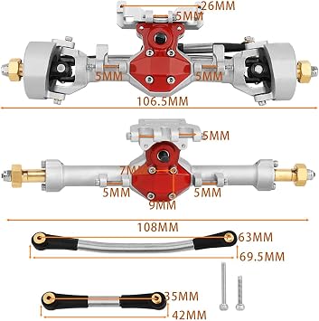Diamond Shape SCX24 Aluminum Axle Upgrades for Axial SCX24 Deadbolt C10 JLU Gladiator Bronco 1/24 RC Crawler (Silver)