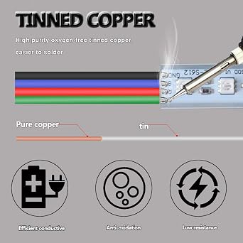 100ft RGB 4 Wire Conductor Cords 4PIN 22AWG Extension Cable LED Welding Wire Tinned Copper 22 Gauge ga for 3528 5050 RGB LED Strip