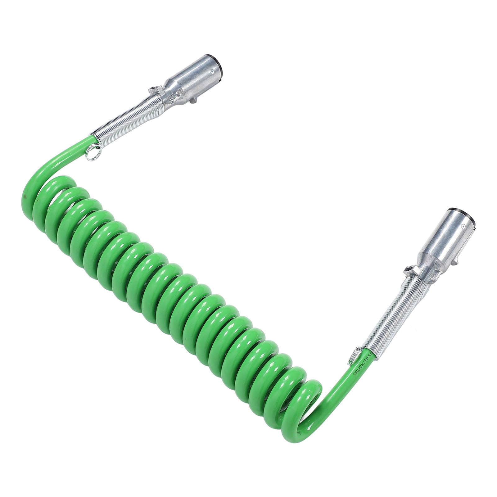 Cryfokt Cable de Remolque en Espiral de 7 Vías, Cable de Alimentación Eléctrica Resistente de Cobre de 15 Pies, Conector SAE J560 con Diseño en Espiral para Semirremolque, Tractor, Caravana, Remolque