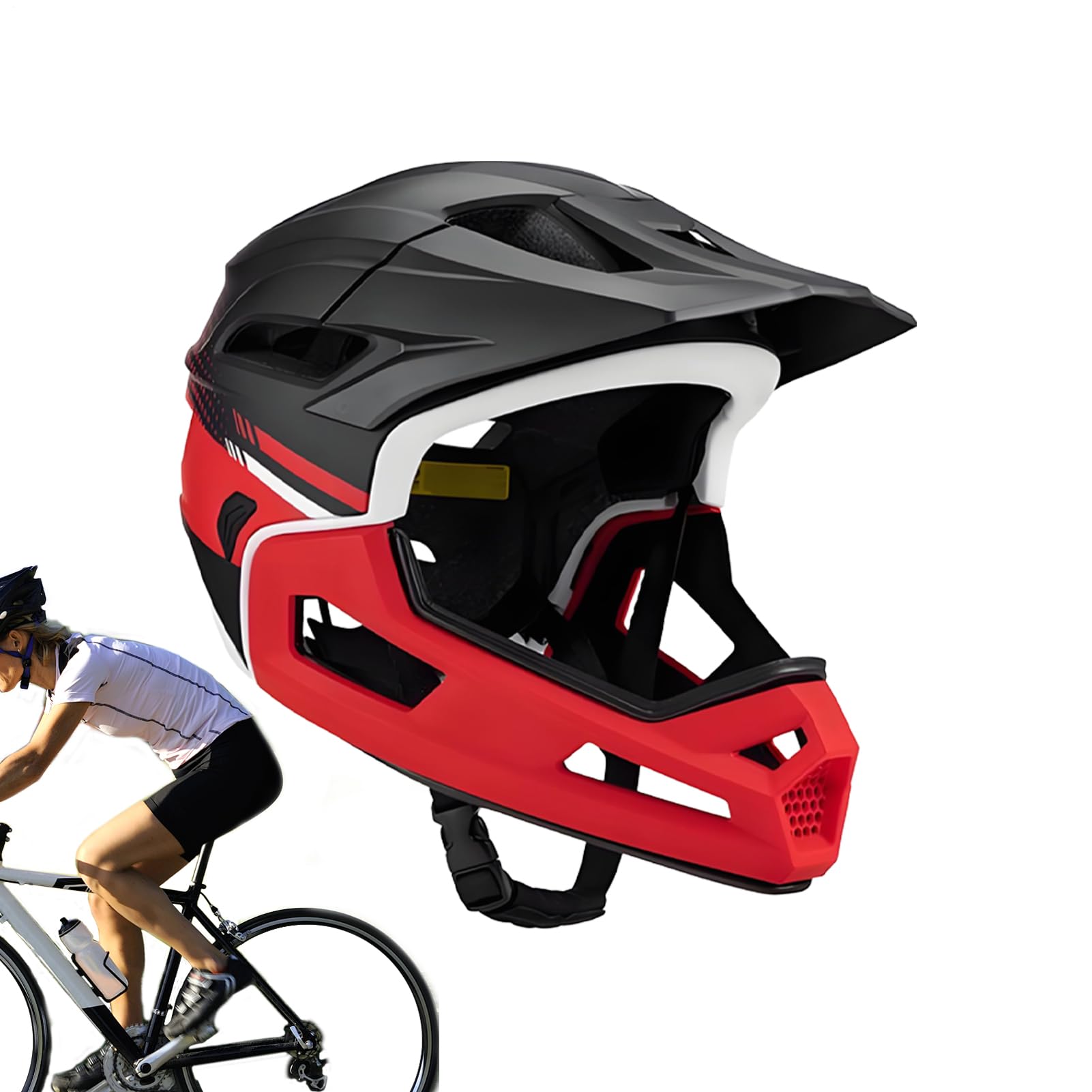 Kask do roweru górskiego Full-Face amortyzacja uderzeń, wentylacja, regulacja | Lekki kask rowerowy na całą twarz, wyposażenie rowerowe dla mężczyzn, kobiet, dorosłych, początkujących i